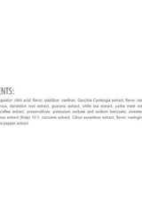List of ingredients for Extrifit - Fatherm Shot, including Garcinia Cambogia, dandelion root, and more.