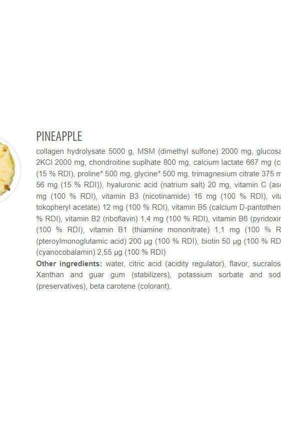 Ingredient list for Extrifit Flexain Joint Guard, highlighting key components like collagen, MSM, and glucosamine.