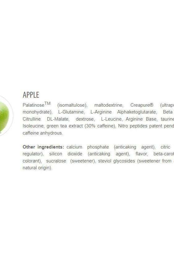 Ingredients list for Extrifit Hellnox® featuring apple and essential nutrients.