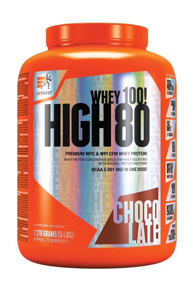 Extrifit High Whey 80 protein powder in chocolate flavor, 2700 grams, 75 servings for muscle growth.