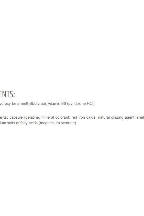Ingredients list for Extrifit HMB Power capsules, including beta-hydroxy-beta-methylbutyrate and vitamin B6.
