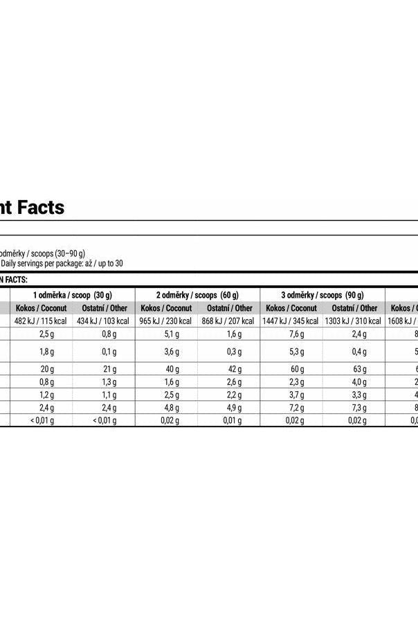 Nutritional facts for Extrifit Rice-Oat Mash showing calories and nutrient breakdown.