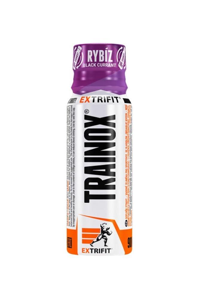Extrifit Trainox pre-workout supplement shot in black currant flavor, ready to boost your workout.