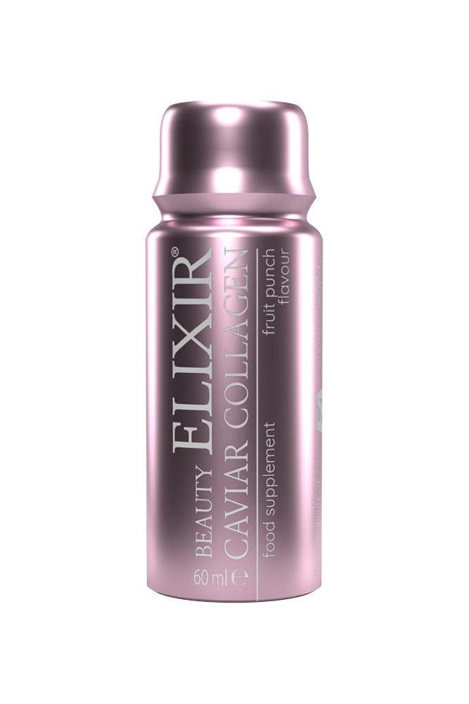 FA Beauty Elixir Caviar Collagen Shot in fruit punch flavor, 60ml bottle for skin revitalization.