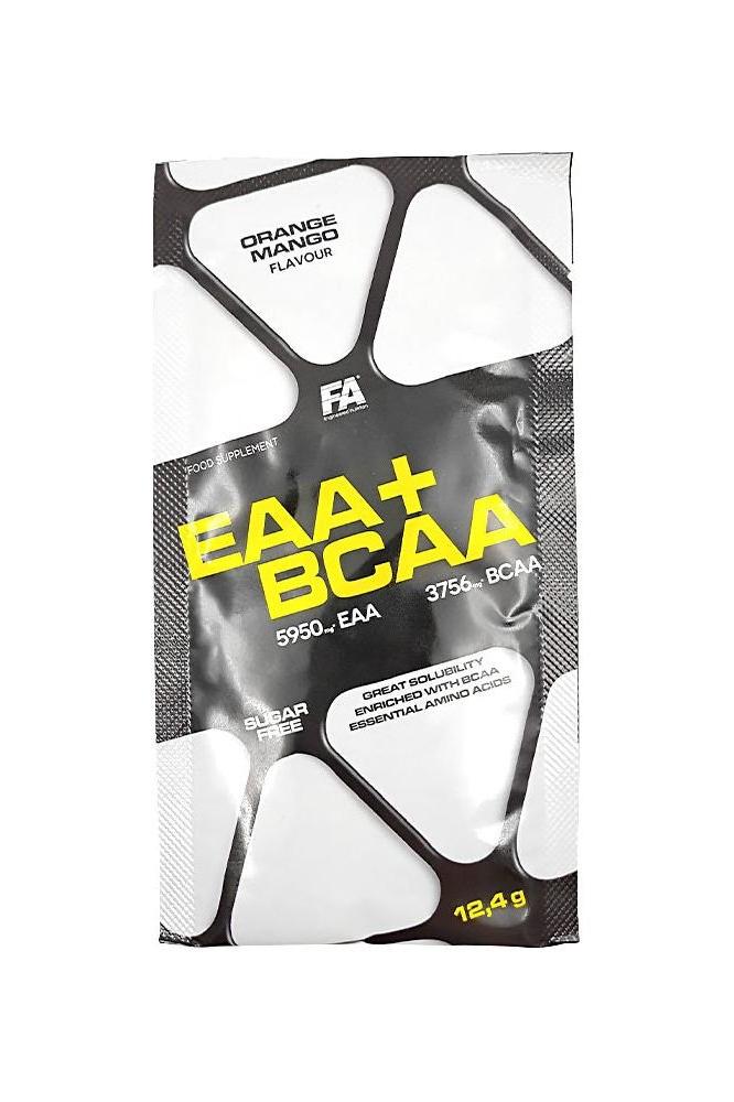 FA Fitness Authority EAA+BCAA sample pack with orange mango flavor, 12.4g, rich in essential amino acids.