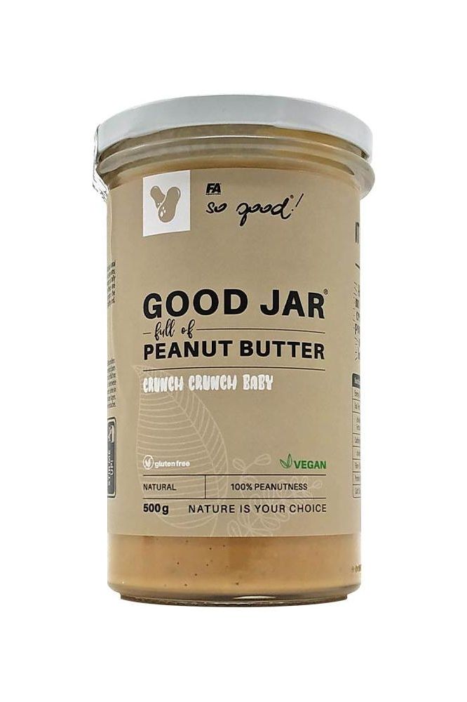 FA Fitness Authority Good Jar of Peanut Butter, 500g, protein-rich, vegan, ideal for healthy diets and weight loss.