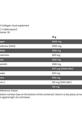 Nutritional information for FA Fitness Authority Perfect Collagen supplement, detailing ingredients and values.
