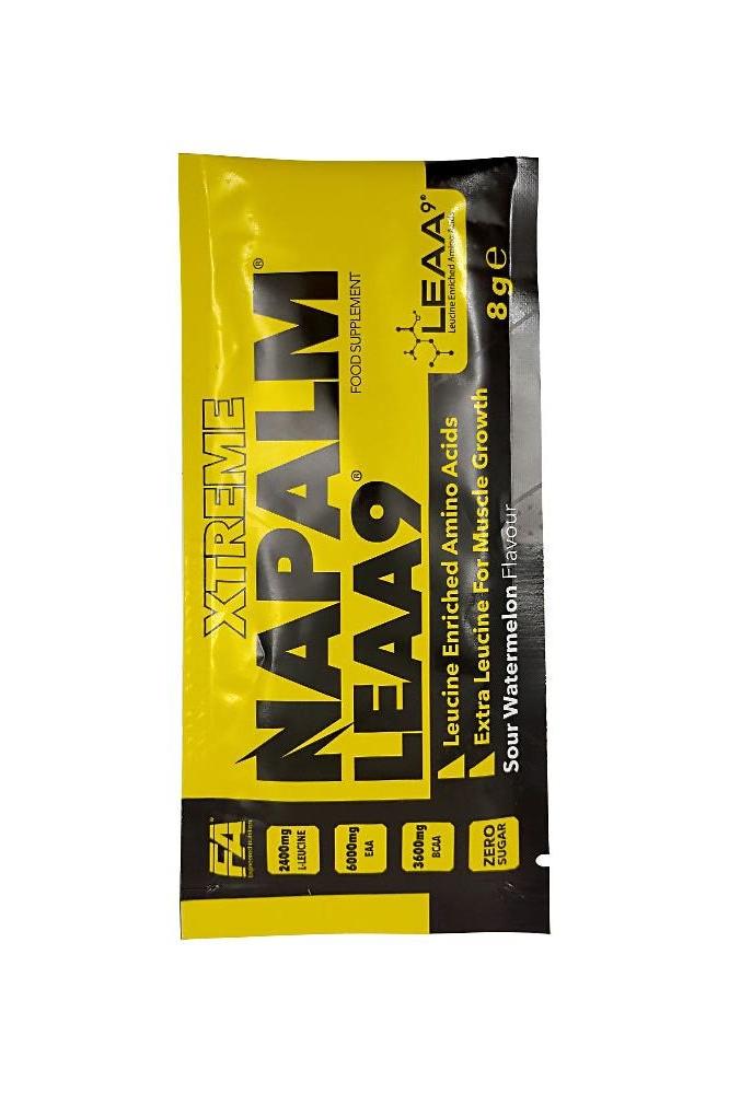 FA Fitness Authority Xtreme Napalm LEAA9 Sample pack featuring sour watermelon flavor and enriched amino acids.