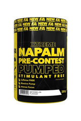 FA Xtreme Napalm Pre-Contest Pumped Stimulant Free fitness supplement with watermelon flavor