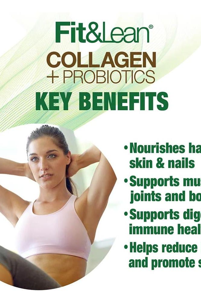 Fit & Lean Collagen Probiotics benefits: nourishes skin, supports joints, promotes digestion, and reduces hunger.