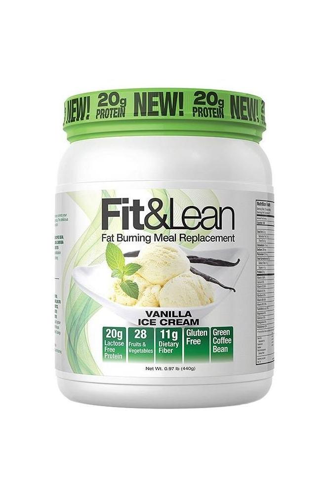 Fit & Lean Vanilla Ice Cream Fat Burning Meal Replacement with 20g protein and green coffee bean extract.