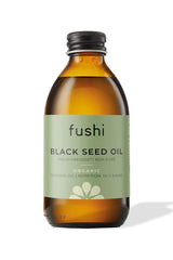 Fushi Ekologisk Svartkumminolja i flaska, 100 ml, rik på näringsämnen och antioxidanter.