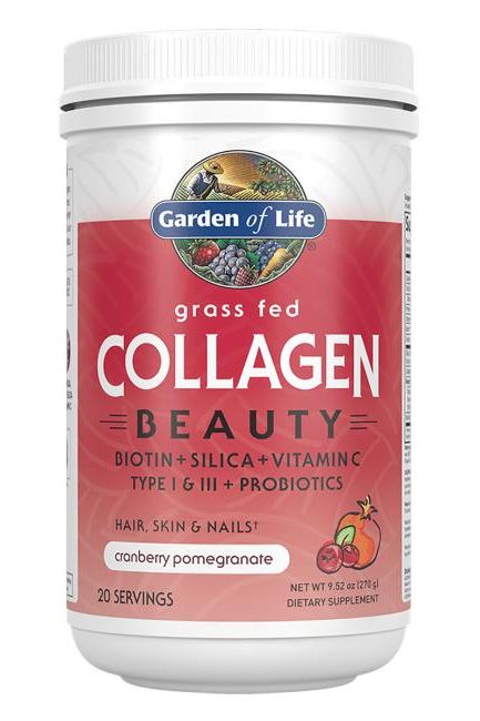 Garden of Life Grass Fed Collagen Beauty powder for healthy hair, skin, nails with biotin and probiotics.