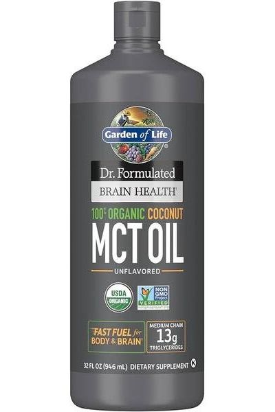 Garden of Life Dr. Formulated Organic Brain Health MCT Oil - Unflavored coconut oil for quick energy and brain fuel.