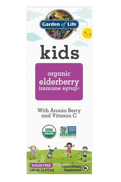 Garden of Life Kids Organic Elderberry Immune Syrup, 116ml, with aronia berry and Vitamin C, sugar-free, USDA organic.