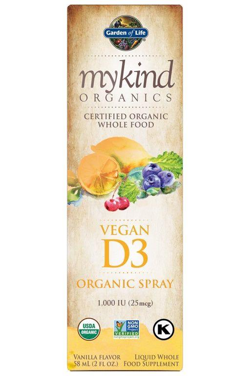 Garden of Life Mykind Organics Vegan D3 Organic Spray, vanilla flavor, certified organic, whole food supplement