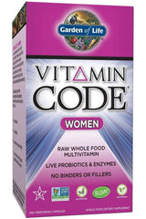 Garden of Life Vitamin Code Women, a raw whole food multivitamin for women, featuring live probiotics and no fillers.