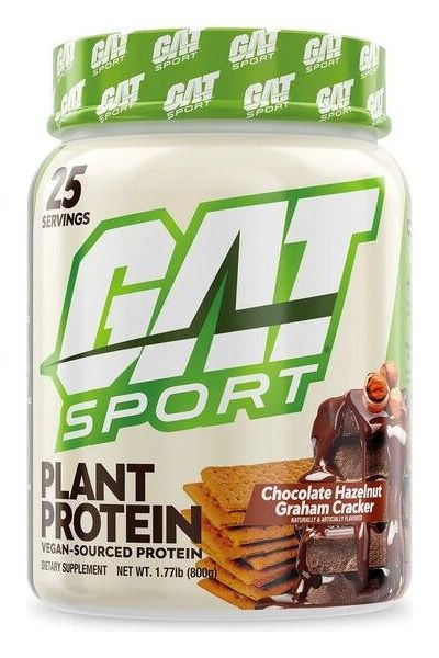 GAT Plant Protein vegan supplement, chocolate hazelnut graham cracker flavor, 25 servings.