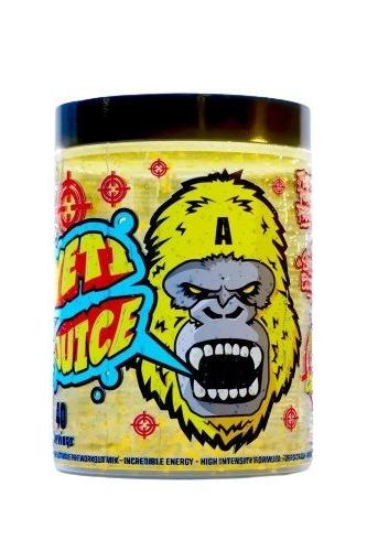 Gorillalpha Yeti Juice pre-workout supplement container featuring vibrant design and powerful energy boost benefits.