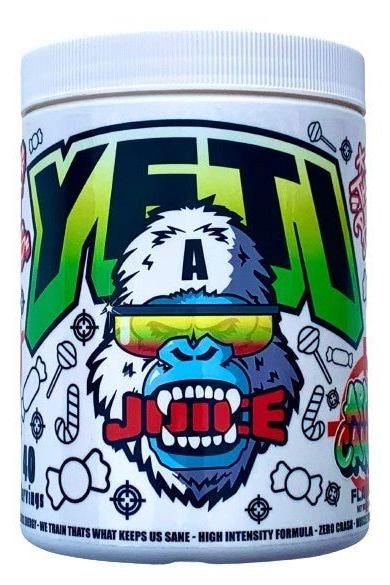 Gorillalpha Yeti Juice pre-workout container with vibrant design for enhanced energy and performance.