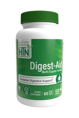 Health Thru Nutrition Digest Aid bottle, 60 vege caps for digestive support, multi-enzyme formula.