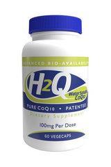 Health Thru Nutrition H2Q CoQ10 100mg veggie caps bottle for enhanced absorption and optimal health.