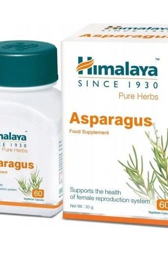 Himalaya Asparagus (Shatavari) supplement, 60 vegetarian capsules, supports female reproductive health.