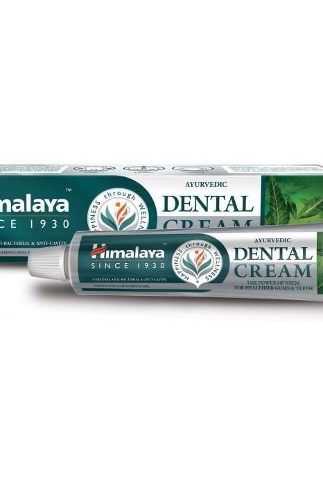 Himalaya Ayurvedic Dental Cream with Neem, promotes healthy gums and enamel, fluoride-free herbal toothpaste.