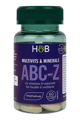 Holland & Barrett ABC-Z Multivitamin bottle containing 60 vegetarian tablets for health and wellness.