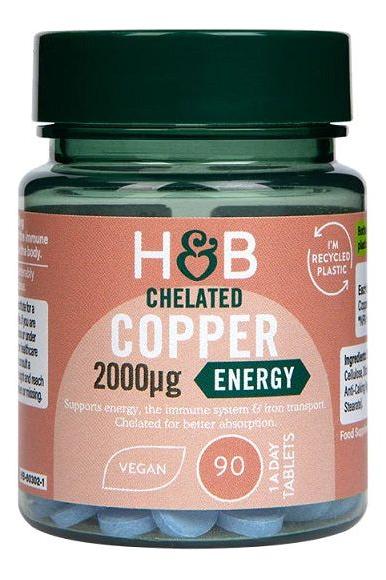 Holland & Barrett - Chelated Copper, 2000mcg - 90 vegan tabs - Nutri.se