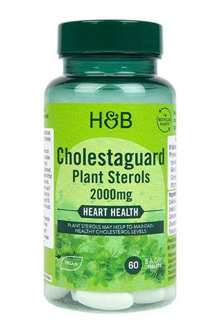 Holland & Barrett CholestaGuard Plant Sterols 2000mg bottle for heart health, vegan supplement, 60 capsules.