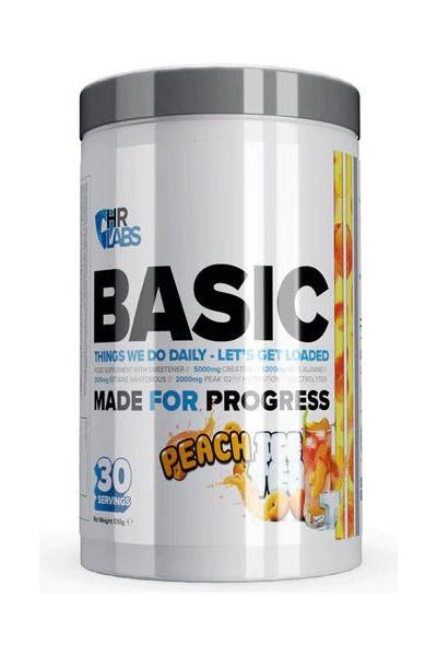 HR Labs Basic supplement container - Let's Get Loaded, 510g, Peach flavor, 30 servings for optimal training and performance.