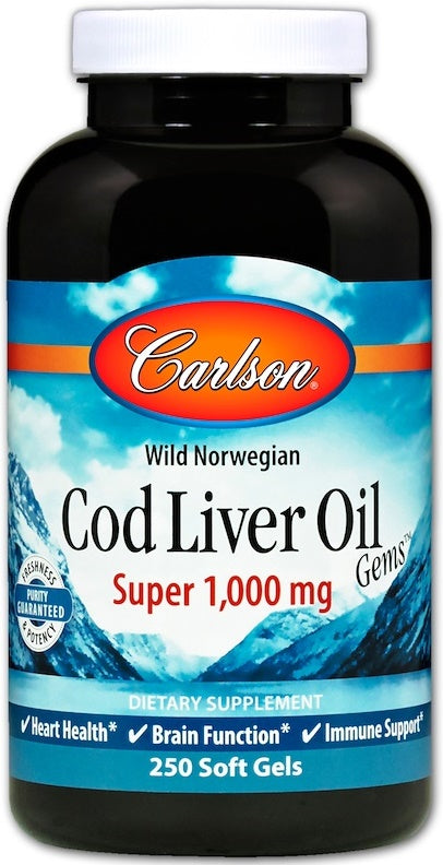 Carlson Labs - Vild Norsk Torskeleverolie Perler - 250 Sgels