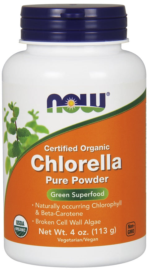 Chlorella – Ren grönalga från Now Foods baksida