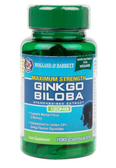 Maximum Strength Ginkgo Biloba – 100 kapslar baksida näringsfakta
