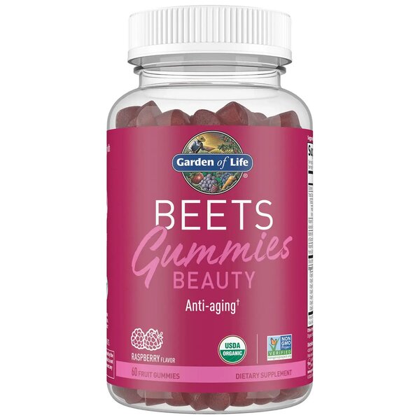 Garden Of Life - Beauty Beets Gummies, Raspberry - 60 Fruit Gummies - 60 Gummies