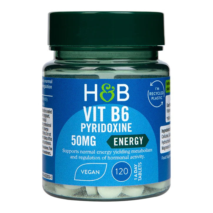 Holland & Barrett - Vitamiini B6, 50mg - 120 tablettia (LYHYT PARASTA ENNEN -PÄIVÄMÄÄRÄ 2026-07-30)