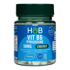 Holland & Barrett - Vitamiini B6, 50mg - 120 tablettia (LYHYT PARASTA ENNEN -PÄIVÄMÄÄRÄ 2026-07-30)