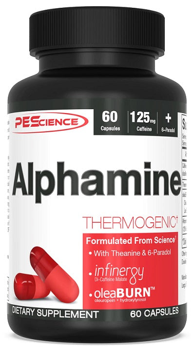 Alphamine – Energi & Fokus baksida näringsfakta