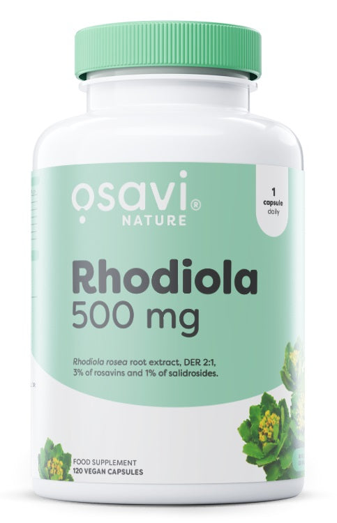 Osavi Rhodiola 500mg baksida näringsinformation