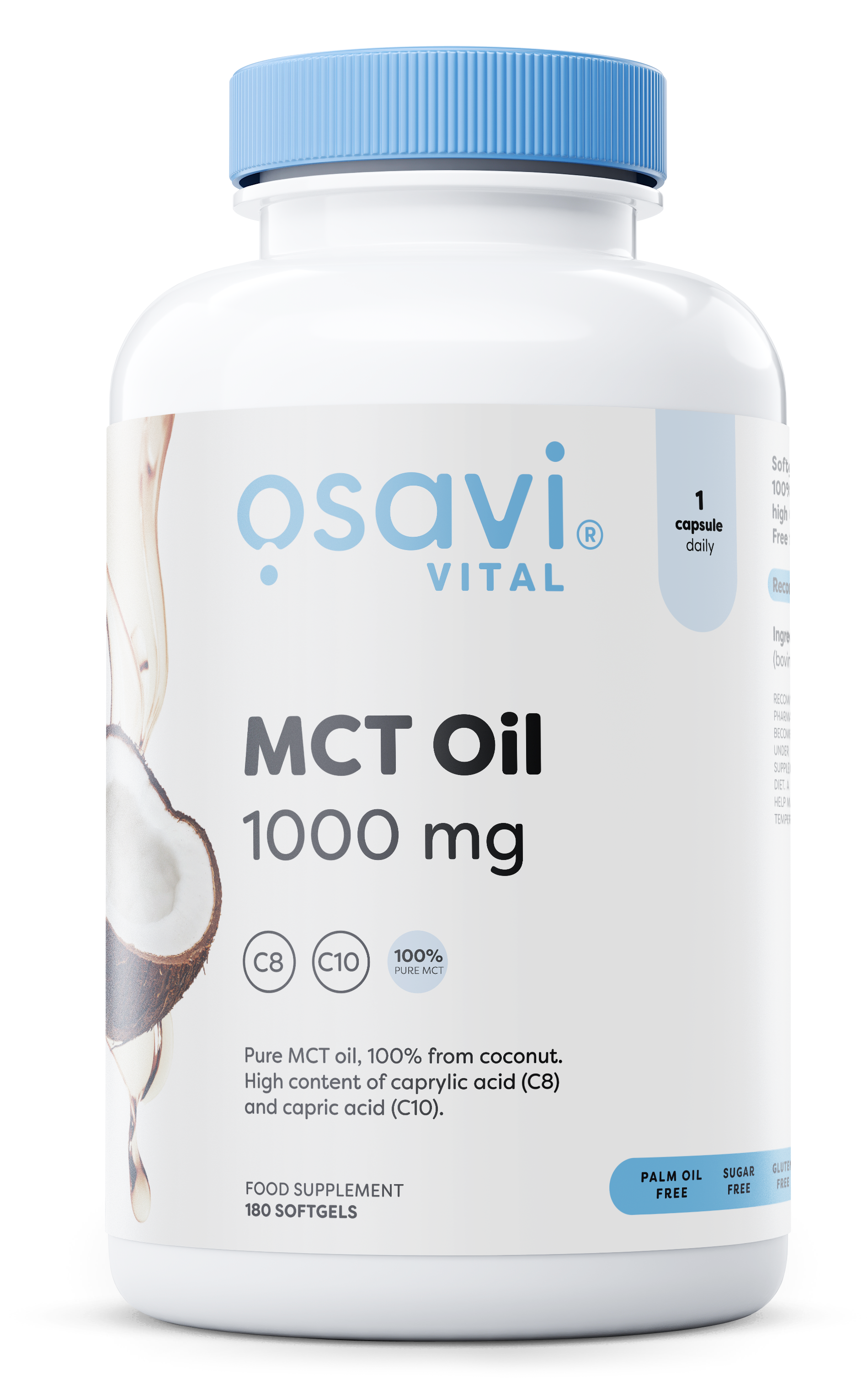 MCT Oil Kokosbaserad Energikälla baksida näringsfakta