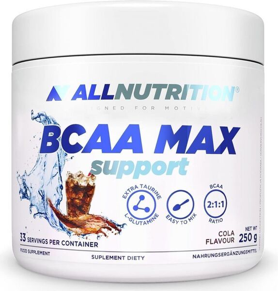 BCAA Max Support baksida med näringsfakta