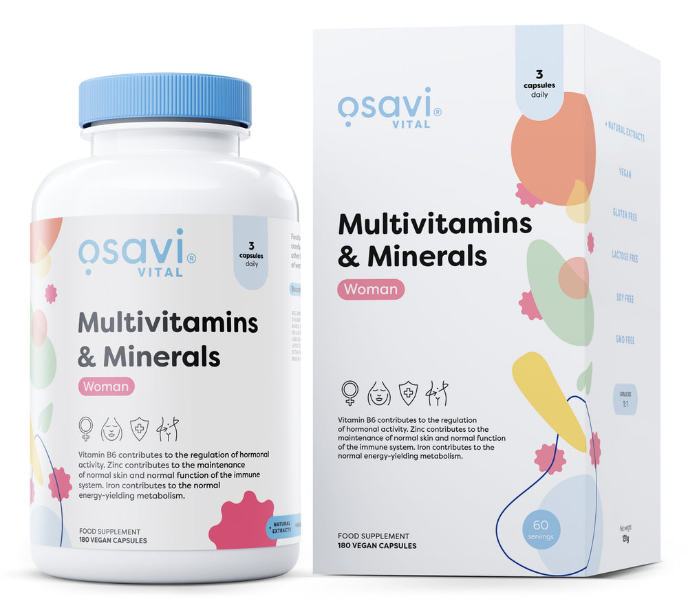 Osavi Multivitamins & Minerals Woman baksida näringsfakta