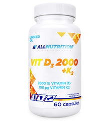 Vitamin D3 2000 + K2 – 60 kapslar baksida näringsinformation