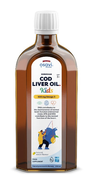 Osavi Nature - Norwegian Cod Liver Oil Kids, 500mg Omega 3 (Lemon) - 250ml.