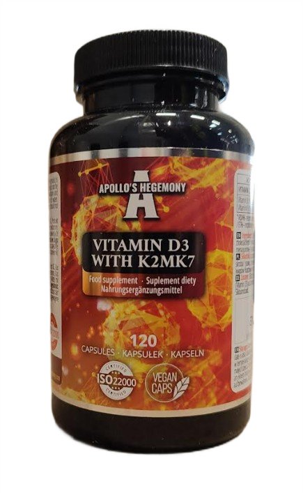 Vitamin D3 med K2 MK7 – 120 kapslar baksida