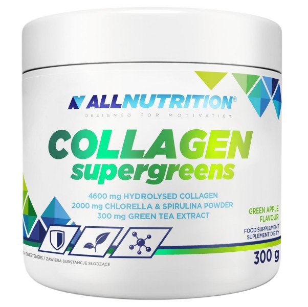 Allnutrition - Collagen Supergreens, Green Apple - 300g