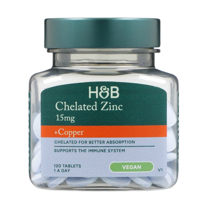 Holland & Barrett - Chelated Zinc + Copper, 15mg - 120 Tabs