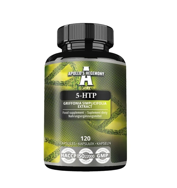 Apollo's Hegemony 5-HTP baksida med näringsinformation
