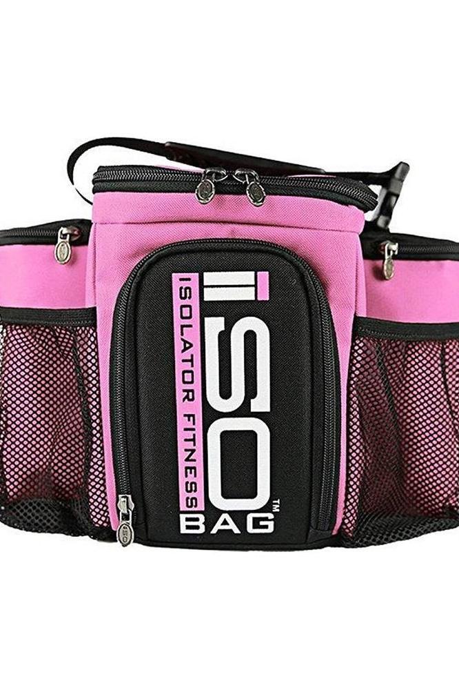 Isolator Fitness ISOBAG 2nd Gen in pink, durable meal storage bag with multiple compartments for food organization.